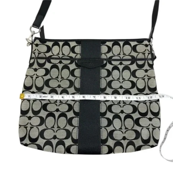 COACH Canvas Signature Monogram Crossbody Black Grey - Picture 6 of 9